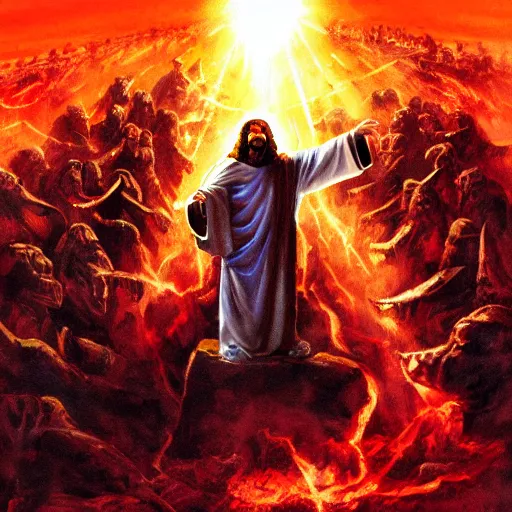 Image similar to Jesus Christ is the Doom slayer