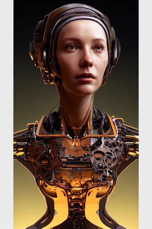 Prompt: portrait of a female robot mother, intricate, dystopian toy, sci-fi, extremely detailed, digital painting, sculpted in zbrush, artstation, concept art, smooth, sharp focus, illustration, chiaroscuro lighting, golden ratio, incredible art by artgerm and greg rutkowski and alphonse mucha and simon stalenhag