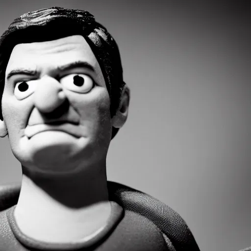 Image similar to a cinematic film still of a claymation stop motion film starring nathan fillion, shallow depth of field, 8 0 mm, f 1. 8