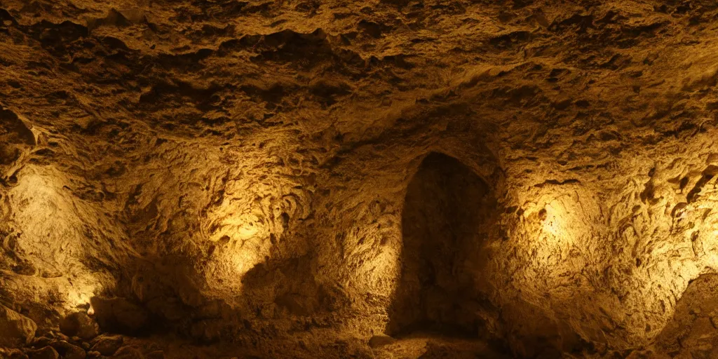 Prompt: ancient cave wall, symmetrical, realistic, detailed, dynamic light