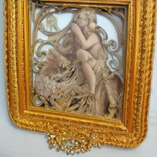 Image similar to beautiful art frame, gaudy, large intricate details