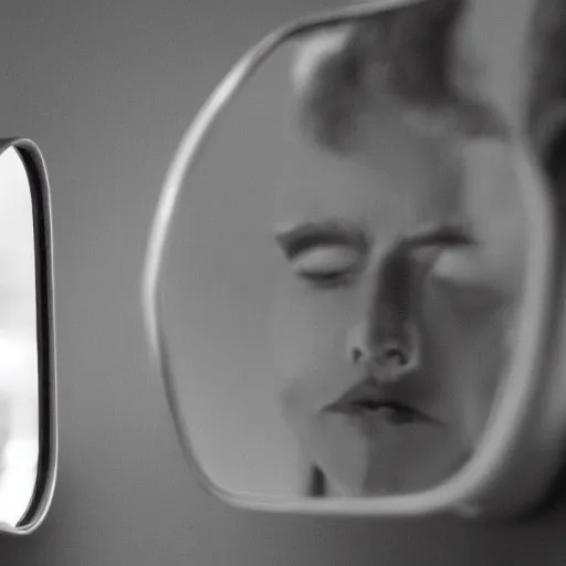 Prompt: stable diffusion looking at itself in the mirror.