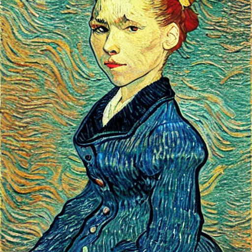 Prompt: anime girl in style of Van Gogh