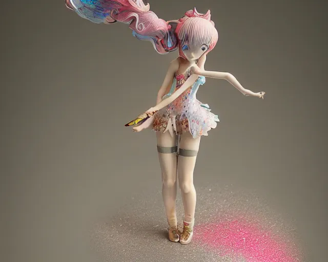 Image similar to james jean isolated magical girl vinyl figure, figure photography, holographic undertones, anime stylized, glitter accents on figure high detail, ethereal lighting sigma 8 5 mm f _ 8