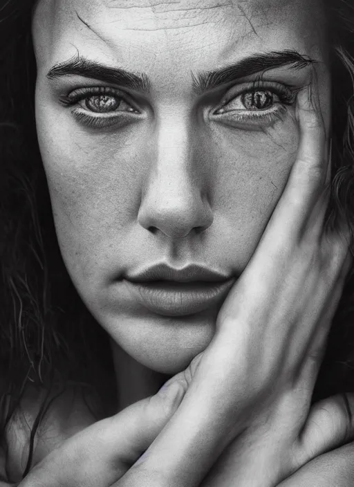 Image similar to portrait of ugly gal gadot by lee jeffries, headshot, detailed, award winning, sony a 7 r
