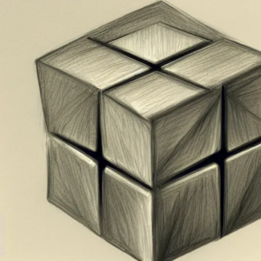 Prompt: Magic cube, pencil sketch, concept art