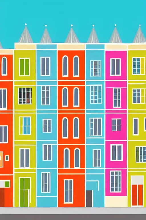 Prompt: minimalist boho style art of colorful houses in istanbul, illustration, vector art