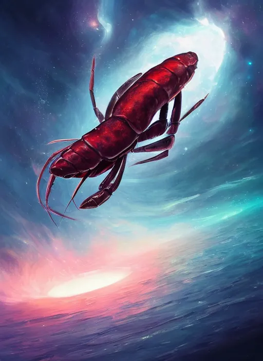 Image similar to galactic overlord crustacean floating through infinite space in the style of greg rutkowski 8k