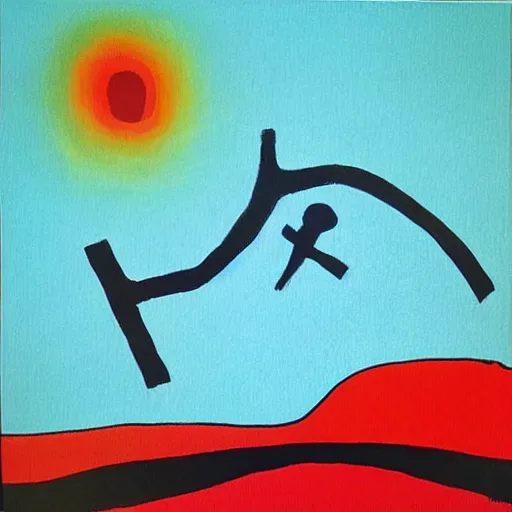 Image similar to “the immigrants dream is alive and will elevate the country to a new future, abstract art in the style of miro”