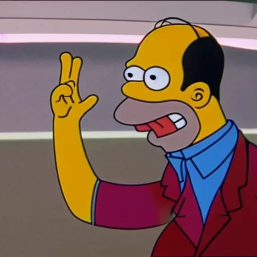 Image similar to A still of Homer Simpson in Joker (2019)