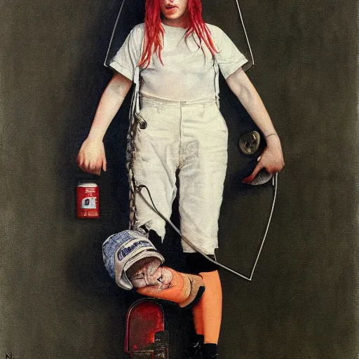 Prompt: norman rockwell painting of billie eilish full body, award winning painting, ultra detailed high quality