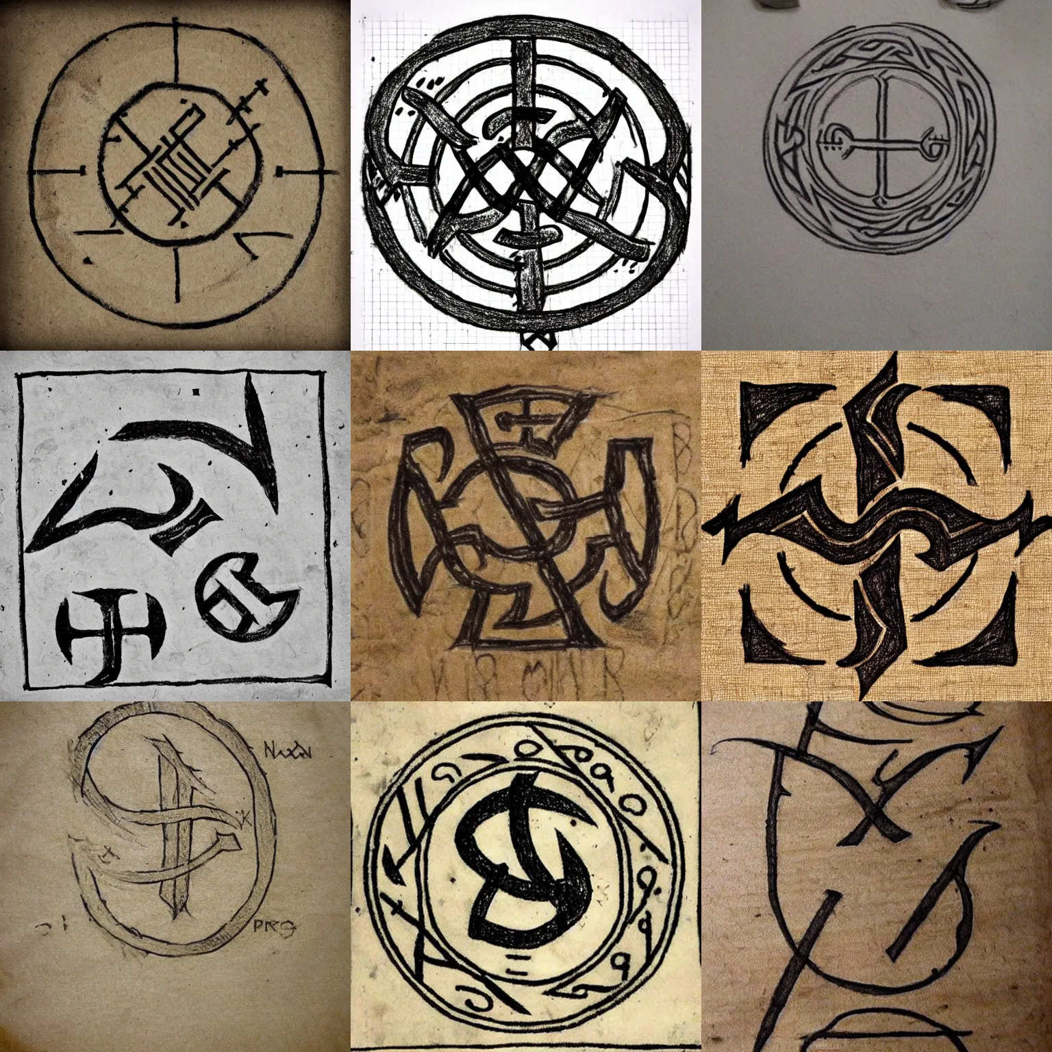 Prompt: clean drawing norse viking runes on parchment