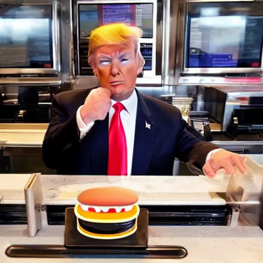 Image similar to donald trump working at mcdonalds