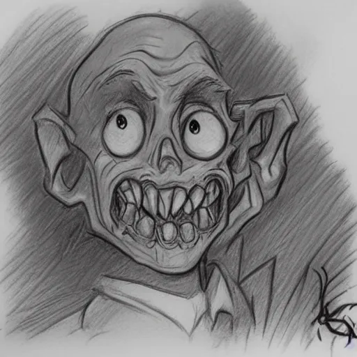 Prompt: milt kahl pencil sketch a loovecraftian zombie horror loomis