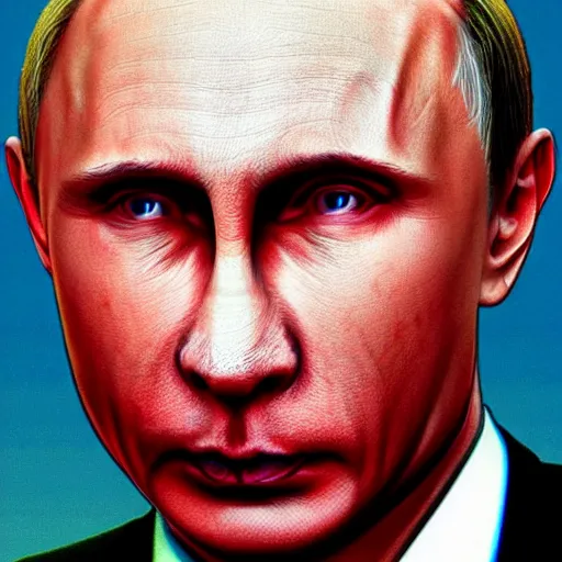 Image similar to bodyhorror portrait of vladimir putin who became an ugly retarded lovecraftian monstrosity, photo - realistic, color image, 2 k, highly detailed