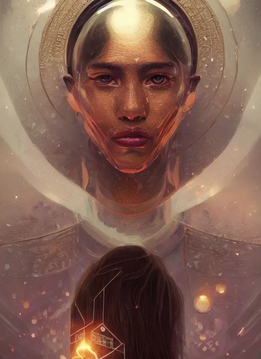 Prompt: beyond the logical hermetic seal, photorealistic portrait by michael komarck, greg rutkowski, victo ngai, artgerm and j. dickenson