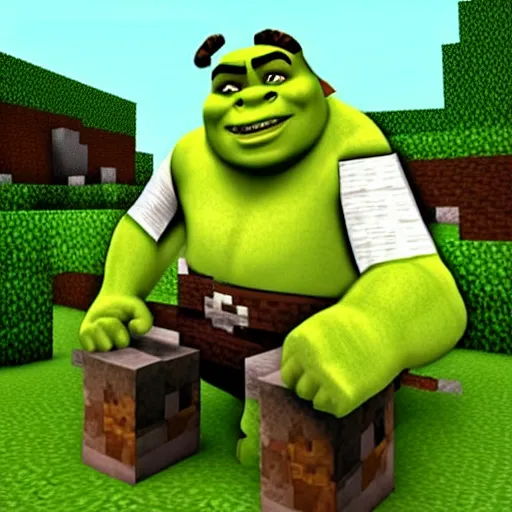 Image similar to shrek in minecraft