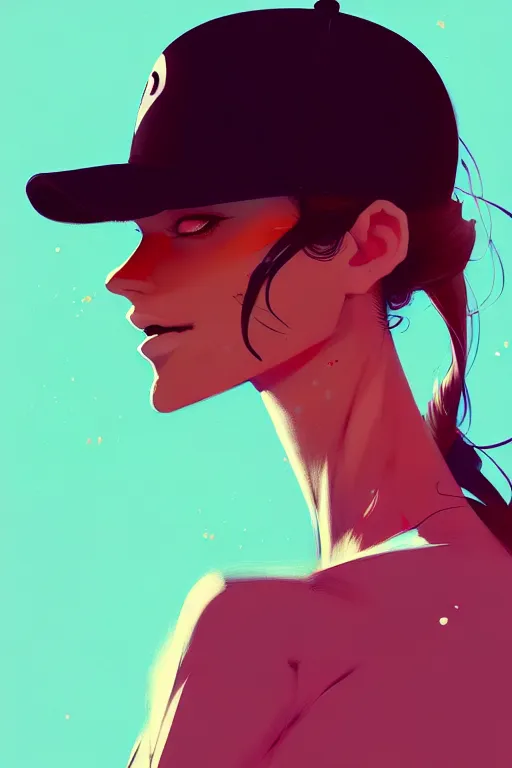 Image similar to a ultradetailed beautiful portrait panting of a stylish woman wearing a snapback, by conrad roset, greg rutkowski and makoto shinkai, trending on artstation