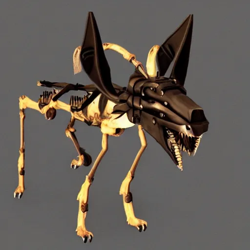 Image similar to A humanoid mosquito wolf, reminiscent of a winged medieval knight. Metal gear solid style.