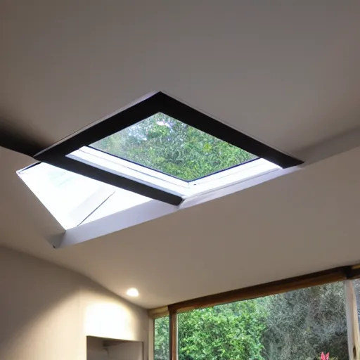 Prompt: roof skylight with led strip light surround, realistic, photography, home and garden, houzz, highly detailed, 8k,