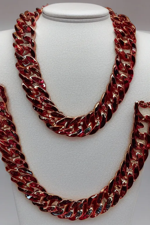 Image similar to miami cuban link chain with diamonds and rubies set in each link