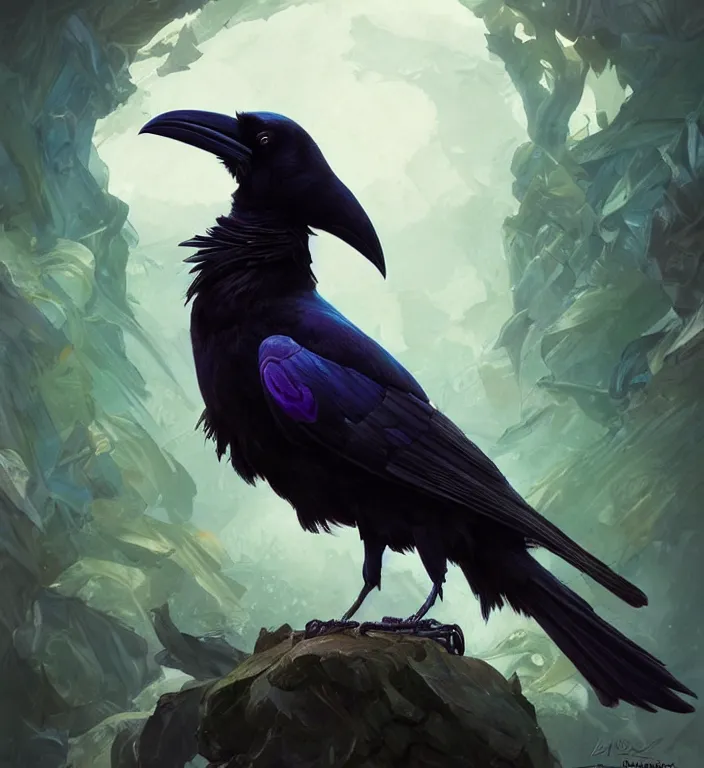 Image similar to perfectly - centered - portrait of a raven bird from league of legends, intricate, highly detailed, digital painting, artstation, concept art, smooth, sharp focus, illustration, unreal engine 5, 8 k, art by artgerm and greg rutkowski and alphonse mucha