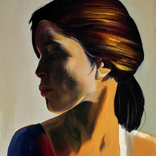 Prompt: woman portrait painting by soulage