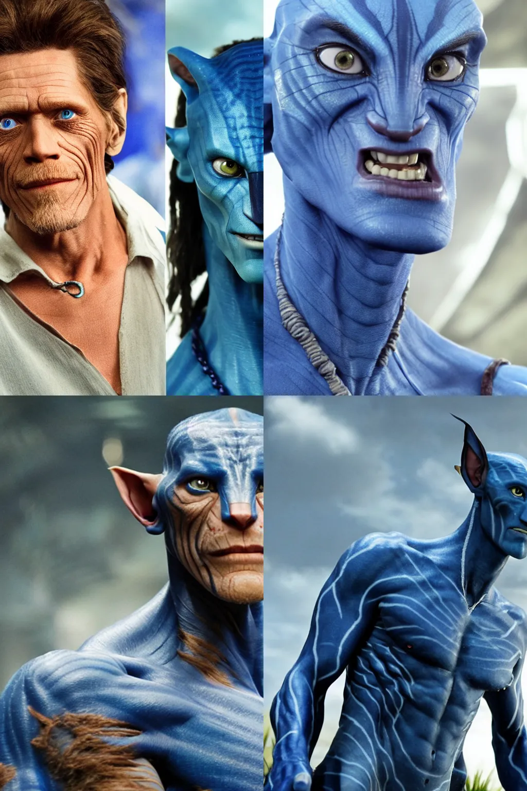 Prompt: wilem dafoe as a blue skinned na\'vi in avatar by james cameron