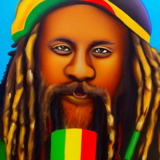 Prompt: rastafarian oil painting, 4K