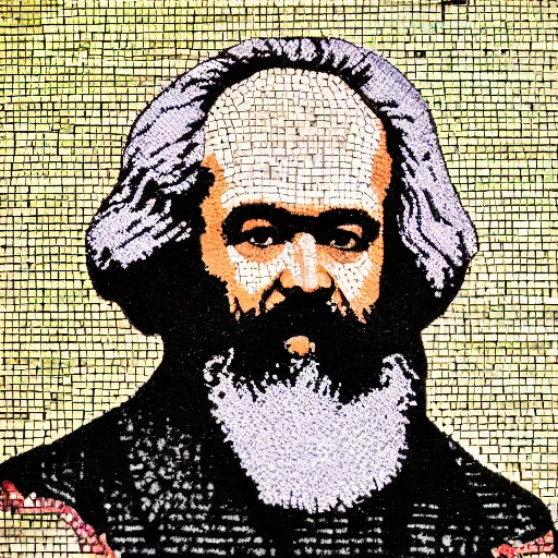 Prompt: Karl Marx, Orthodox mosaic