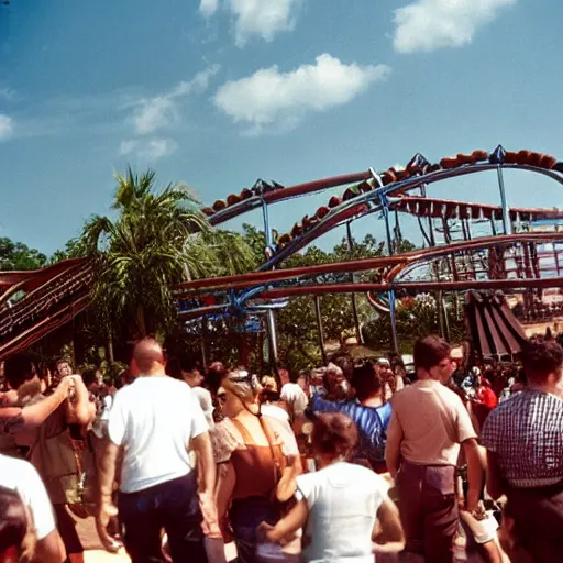 Prompt: 3 5 mm shot of walking up to the grand opening of a spartacus roller coaster ride in the year 2 2 5 0 at disney world, highly detailed - n 4