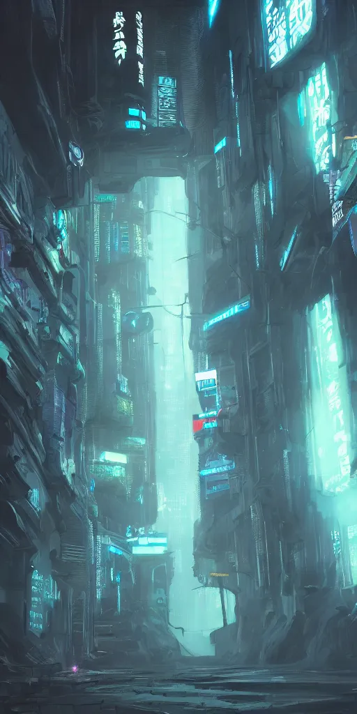 Image similar to mysterious dungeon entrance, cyberpunk, blade runner, artstation contest winner.