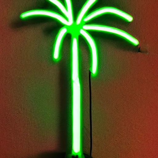 Image similar to a green neon light palm tree