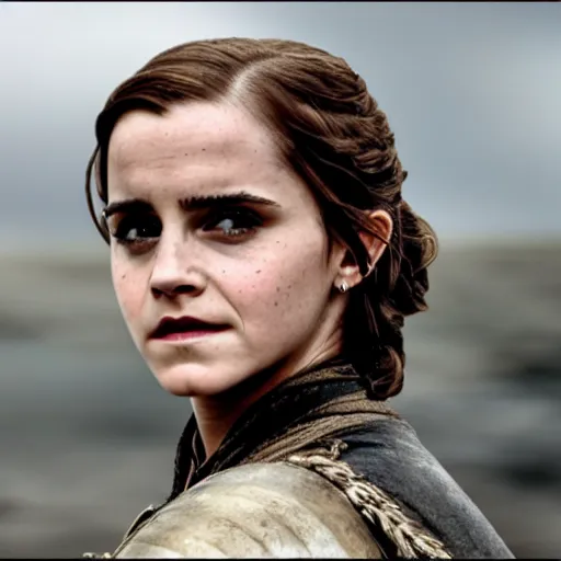 Prompt: emma watson in game of thrones, movie scene, 8 k,