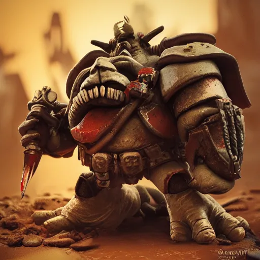 Prompt: a crying sad ogryn in warhammer 4 0 k darktide : : octane render, cinematic light, trending on artstation