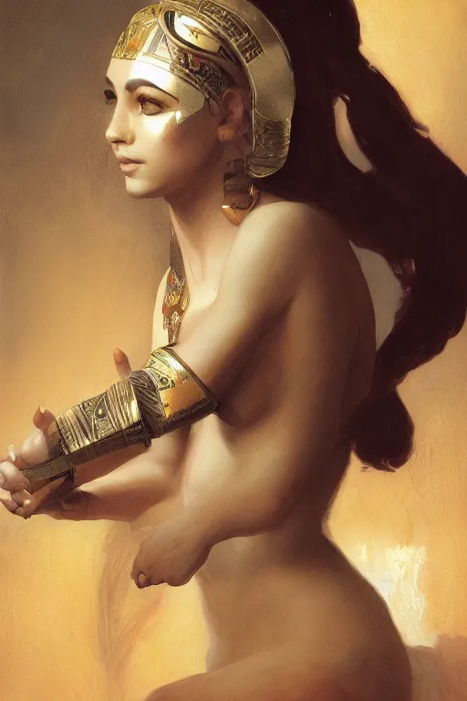 Image similar to portrait of the beautiful egyptian goddess, bastet, bast, woman / cat hybrid, soft torchlight in an egyptian tomb, digital art by ruan jia and mandy jurgens and artgerm and william - adolphe bouguereau, highly detailed, trending on artstation, award winning,