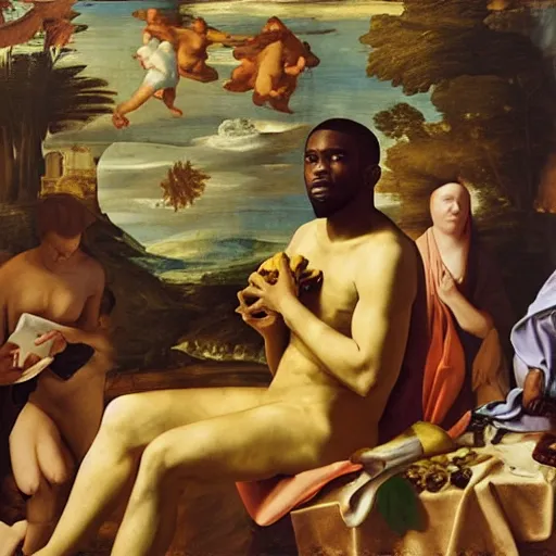 Prompt: frank ocean with a banana, renaissance painting