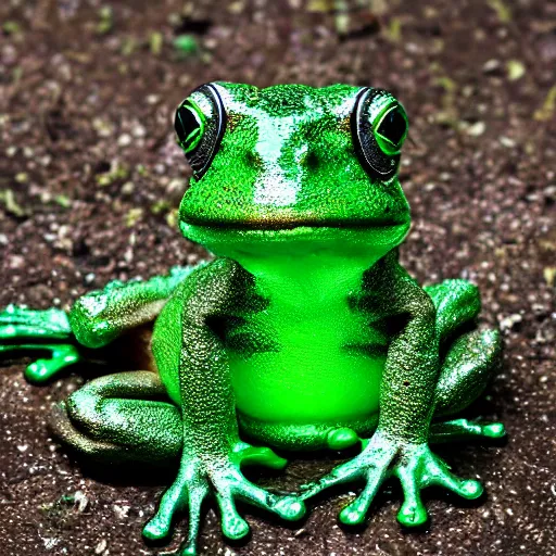 Prompt: green glowing frog