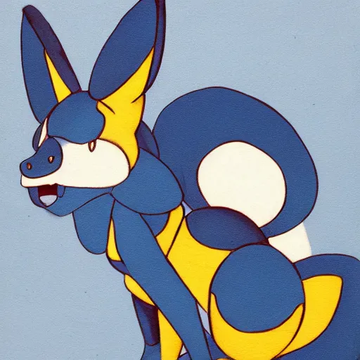 Prompt: A Bauhaus style painting of Lucario( from pokemon )