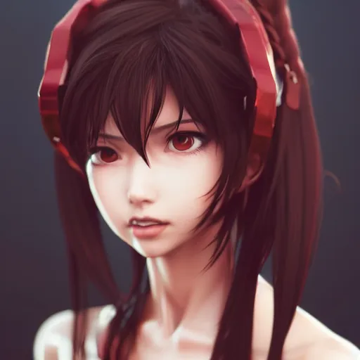 Image similar to head and shoulders of tifa lockhart by wlop, rossdraws, mingchen shen, bangkuart, sakimichan, yan gisuka, jeongseok lee, artstation, 4k