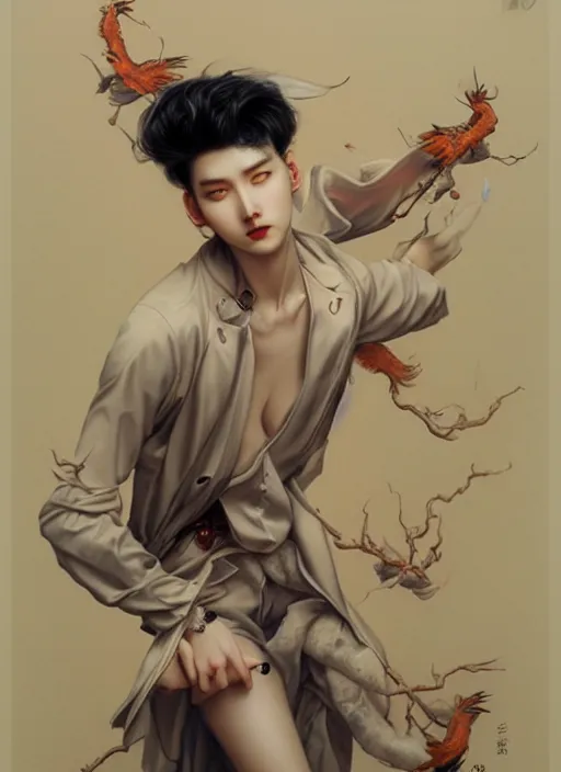 Prompt: cai xukun by james jean, manuel sanjulian, tom bagshaw