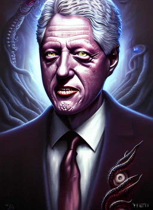 Image similar to lovecraft biopunk portrait of president bill clinton by tomasz alen kopera and peter mohrbacher