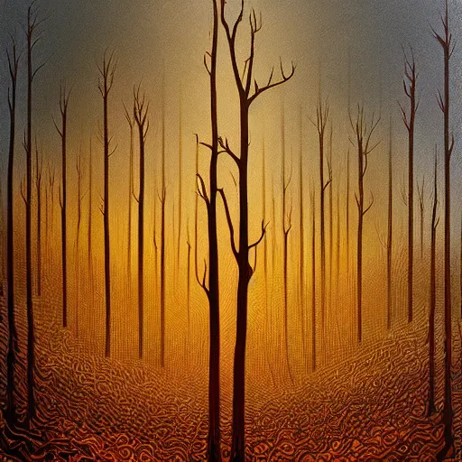 Image similar to Burning forest. Highly Detailed. Masterpiece. By Jeffrey Smith