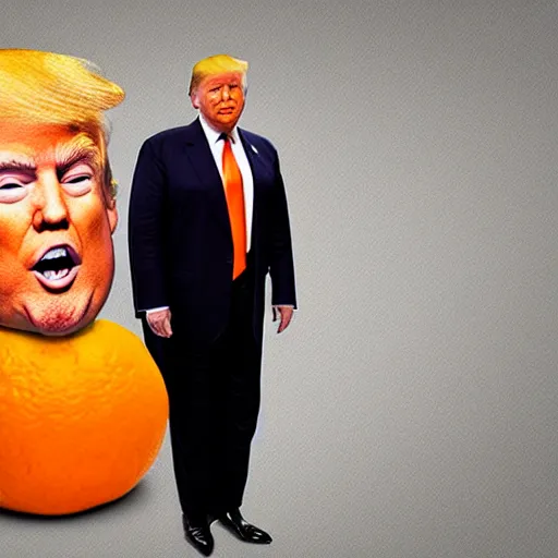 Image similar to donald trump with an orange fruit head