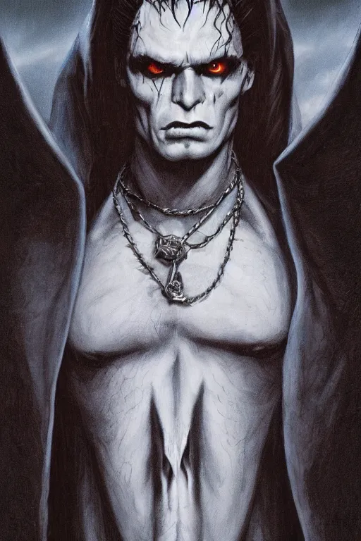 Prompt: vampire from the world of darkness rpg, from clan tremere, rpg character portrait by gerald brom, hyperrealism