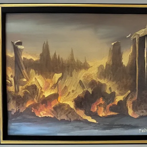 Prompt: a framed painting of a hell