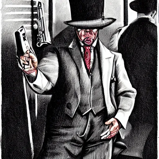 Image similar to a rabbit as a mafia gangster by James Gurney.