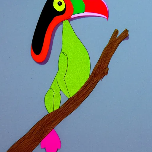 Prompt: a toucan and frog hybrid