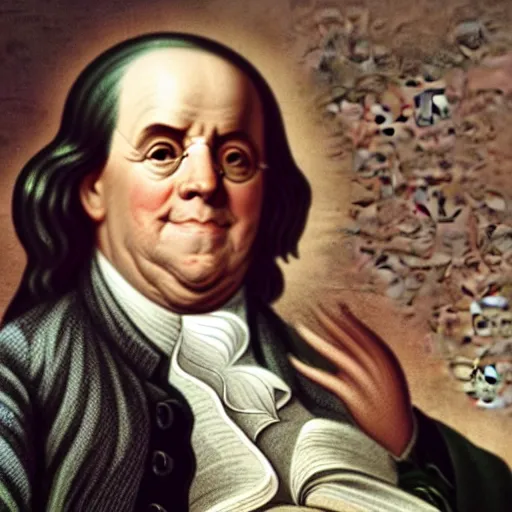 Image similar to photo of benjamin franklin at the met gala