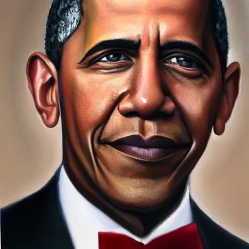 Image similar to hyper-realistic oil painting of Barak Obama by Mike Darga